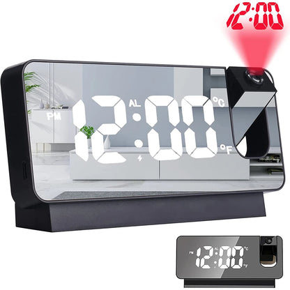 180° Rotation LED Digital Projection Alarm Clock