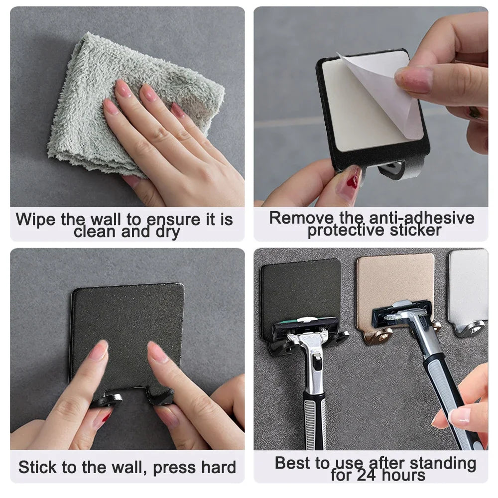 4PCS Bathroom Razor Holder Storage Hook