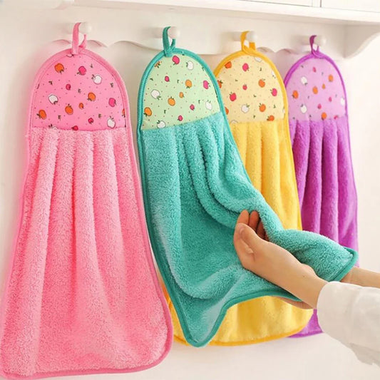 Coral Velvet Bathroom Supplies Soft Hanging Hand Towel