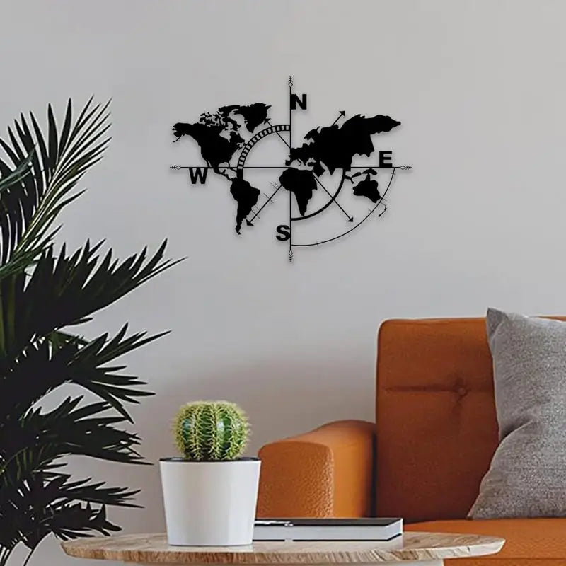 Metal World Map Wall Art