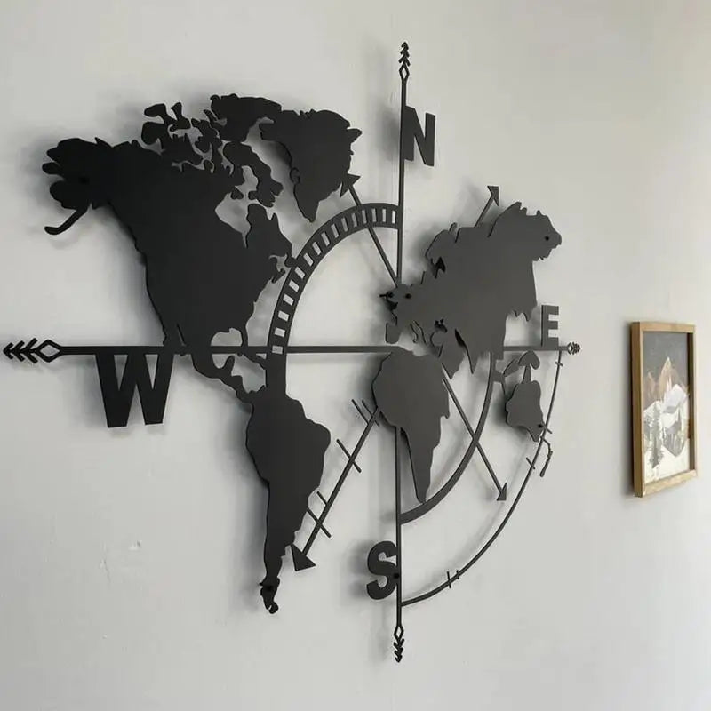 Metal World Map Wall Art