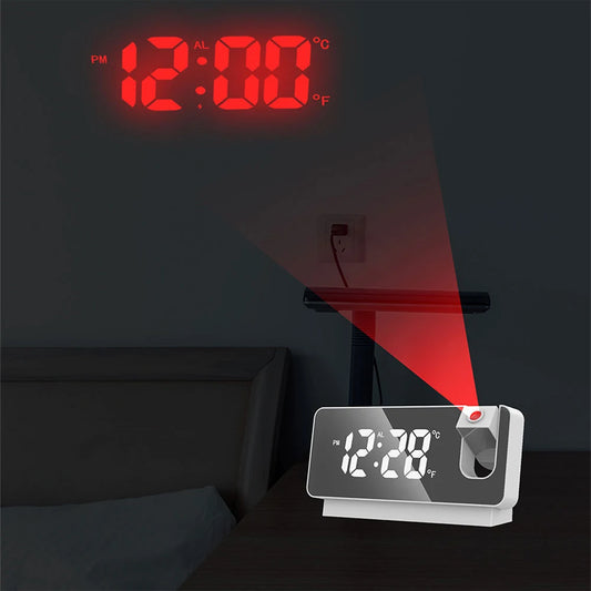 180° Rotation LED Digital Projection Alarm Clock